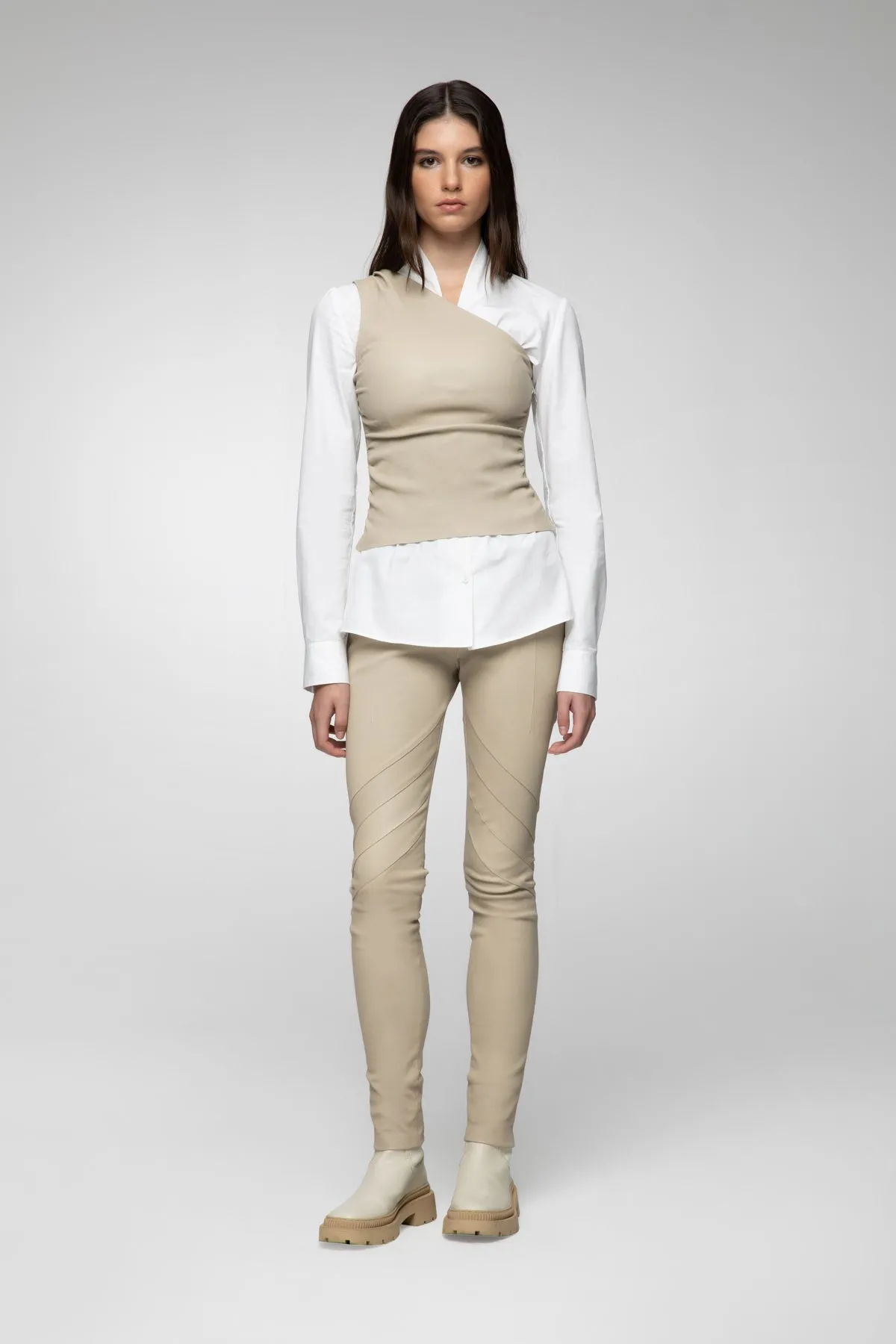 Ornella - Cream Leather Top