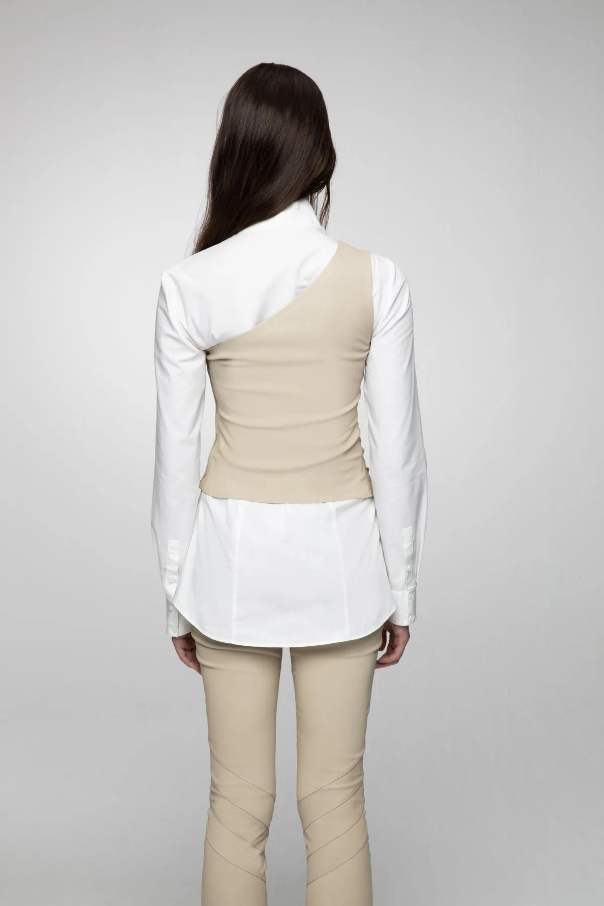 Ornella - Cream Leather Top