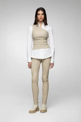 Ornella - Cream Leather Top