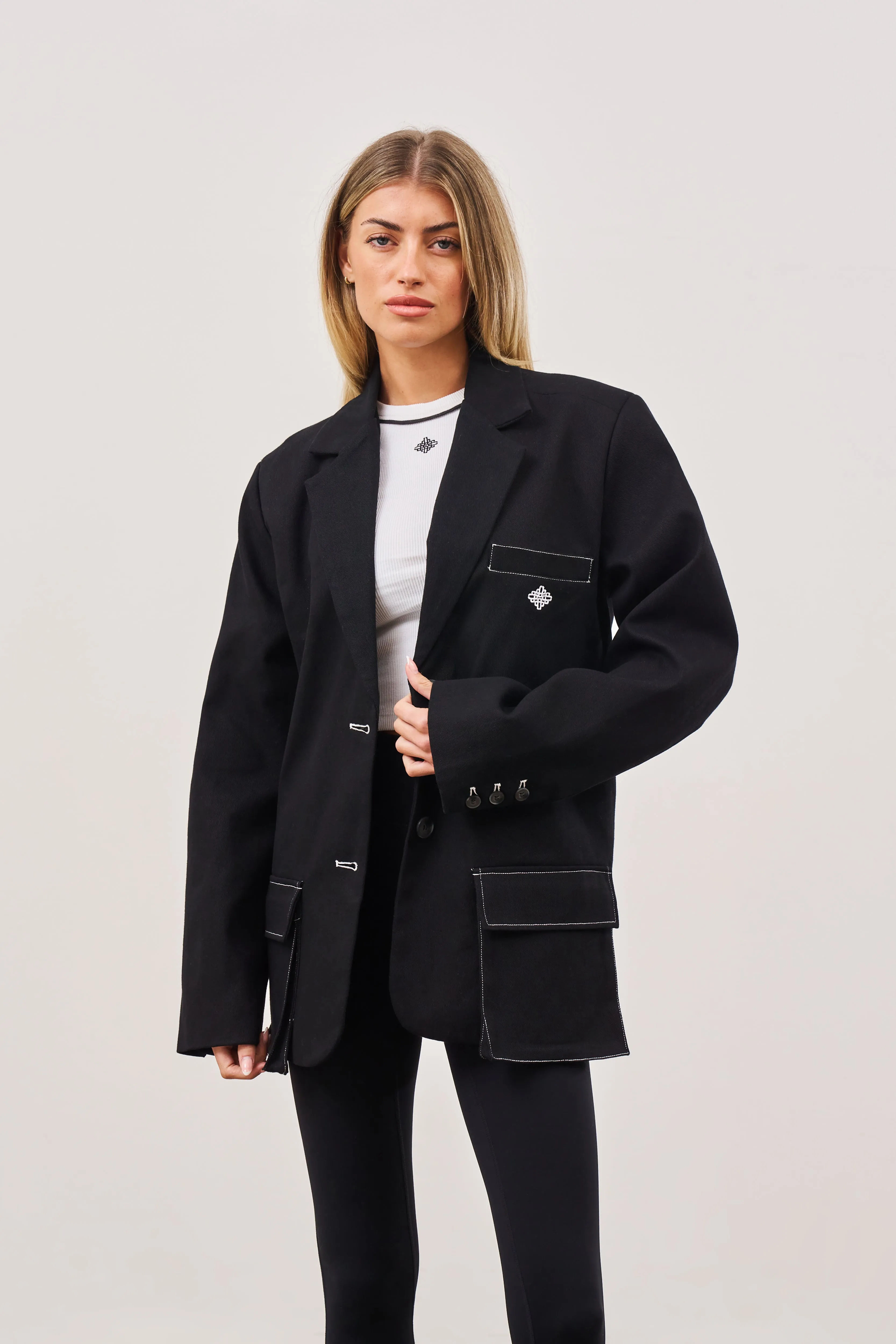 OVERSIZED TWILL BLAZER - BLACK