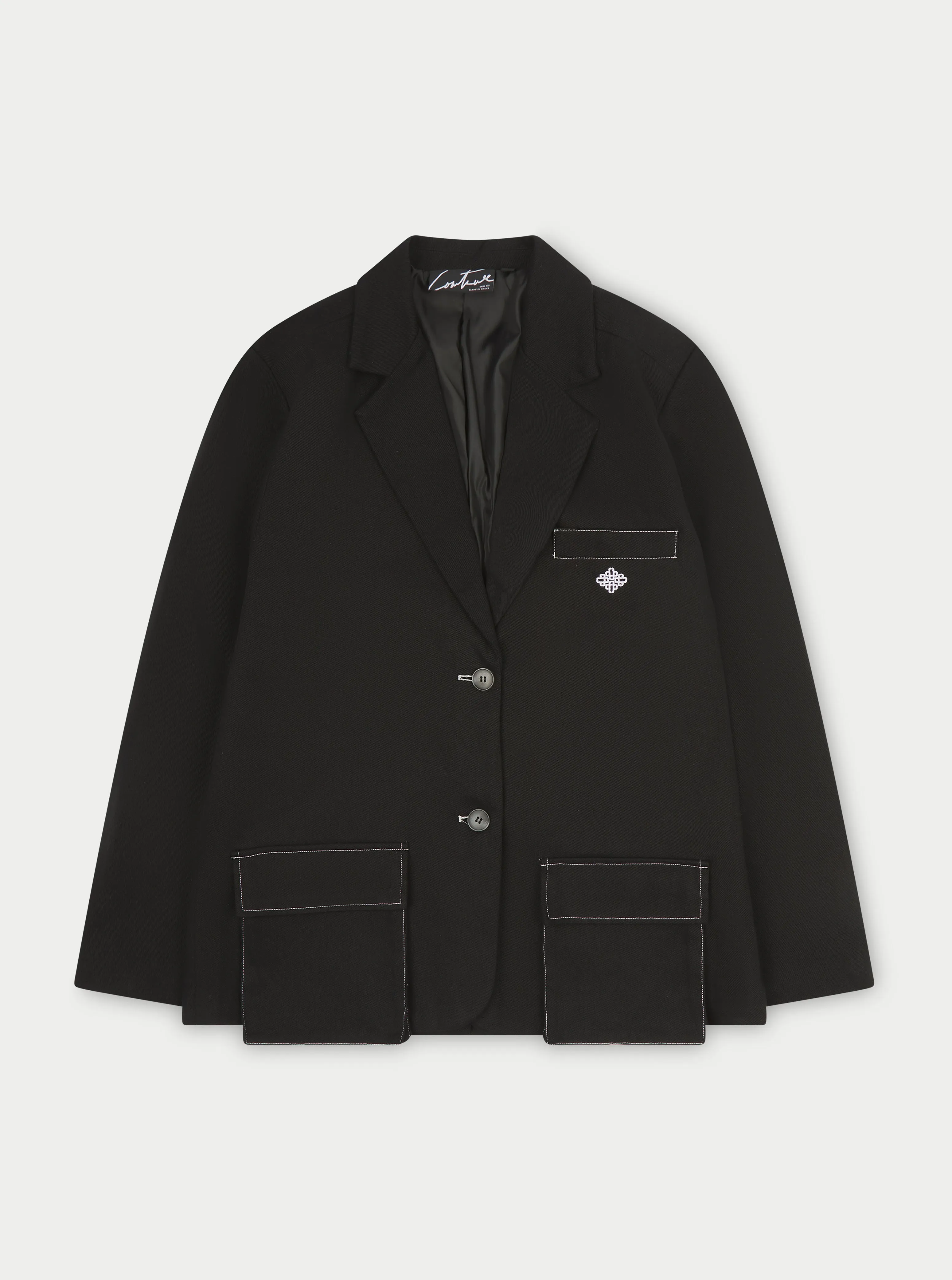 OVERSIZED TWILL BLAZER - BLACK