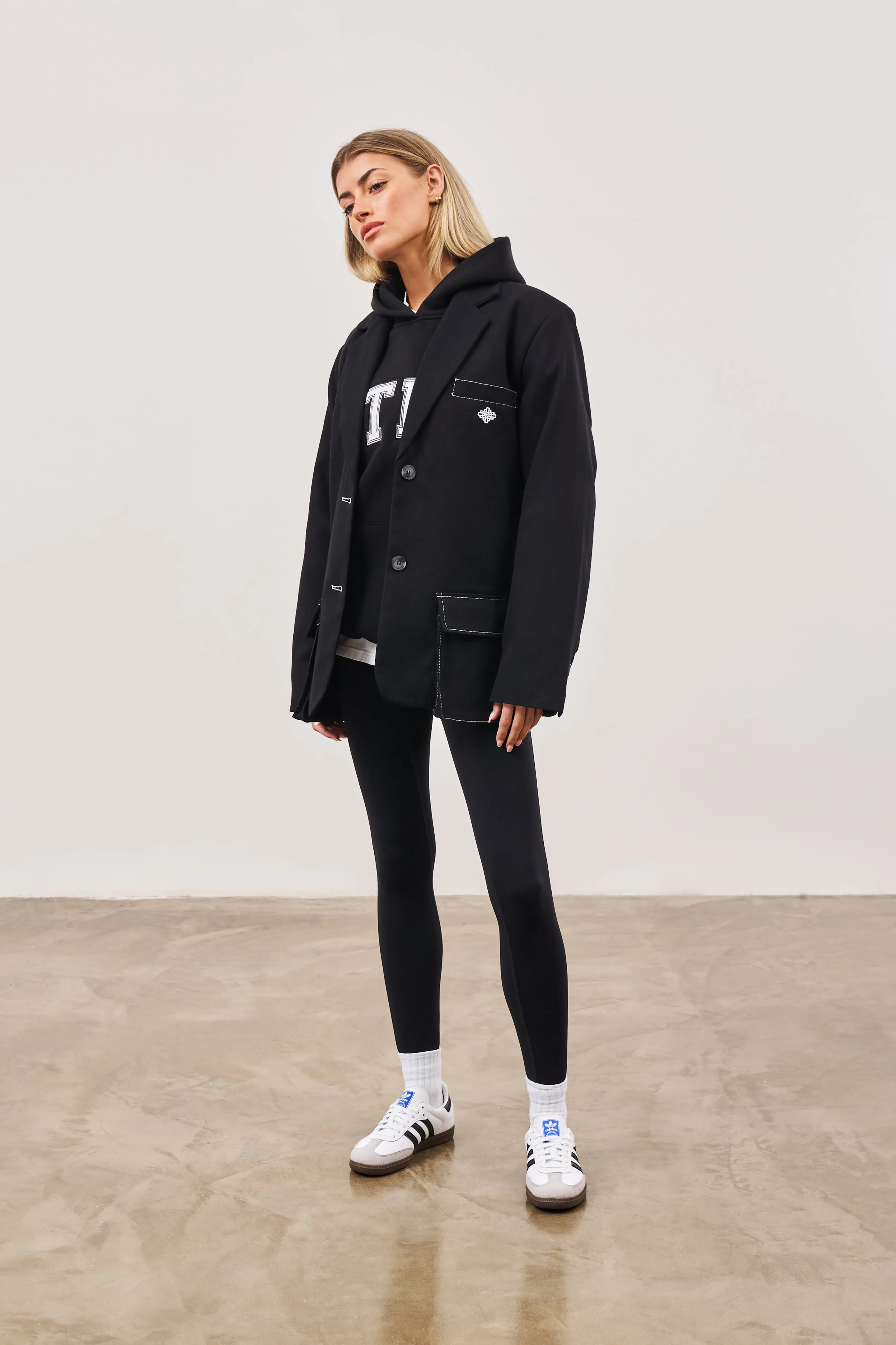 OVERSIZED TWILL BLAZER - BLACK