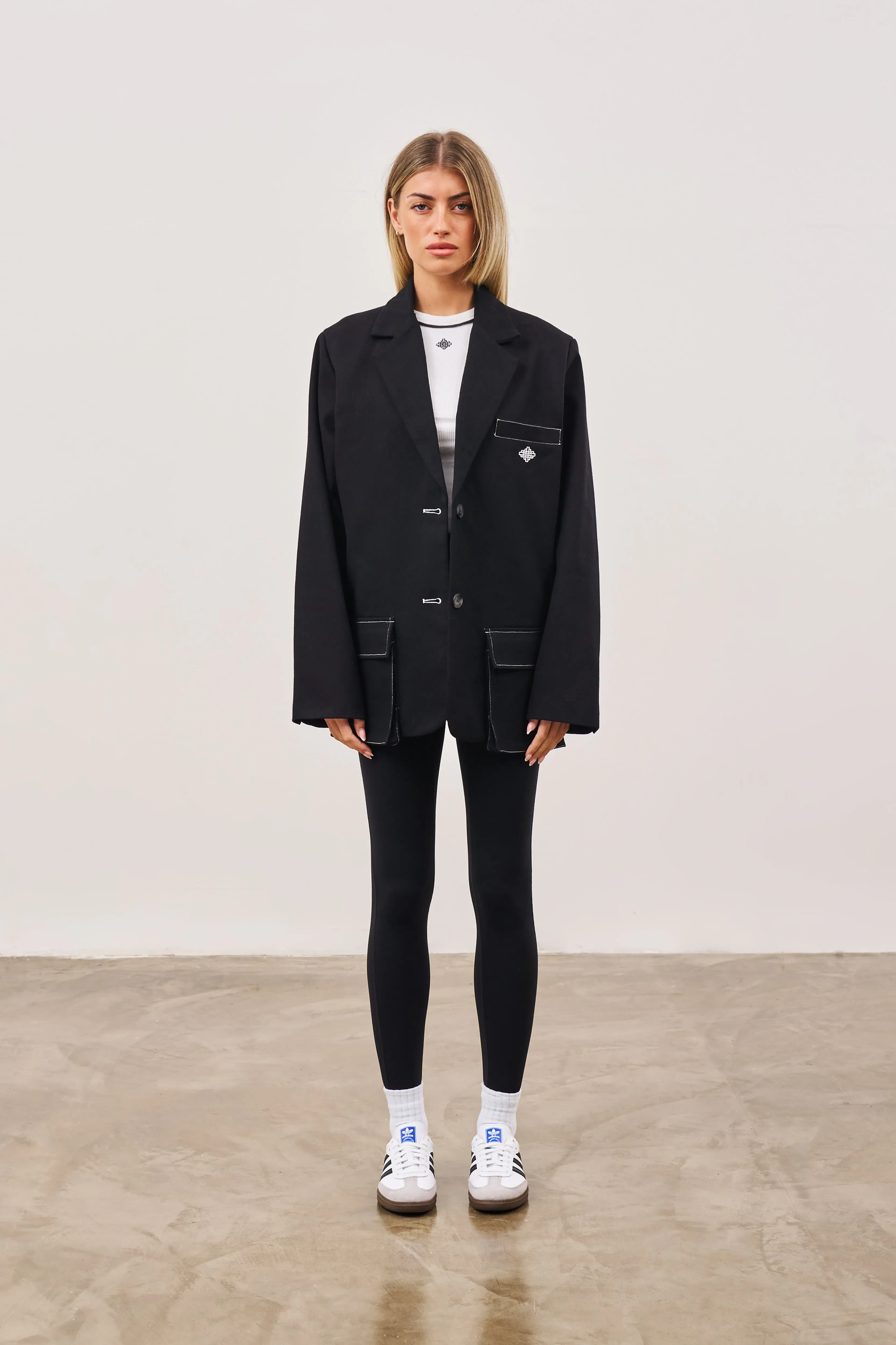 OVERSIZED TWILL BLAZER - BLACK