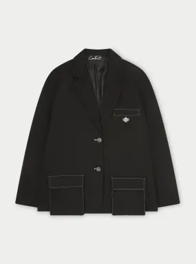 OVERSIZED TWILL BLAZER - BLACK