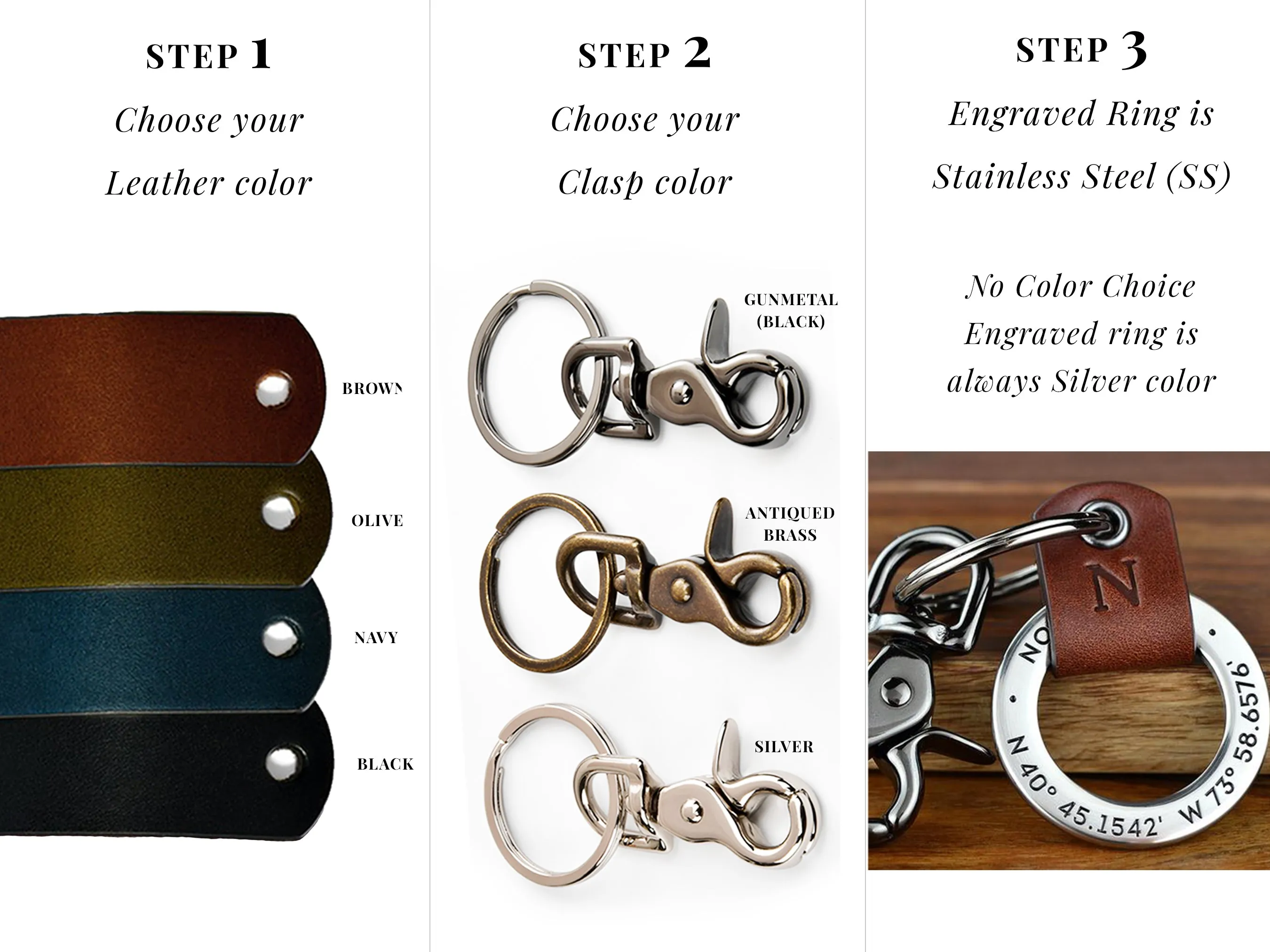 Personalized Leather Keychain Ring