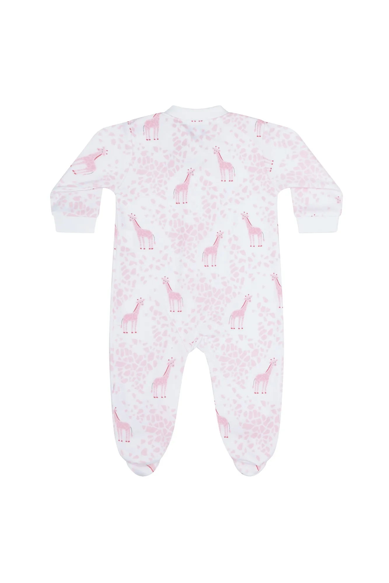 Pink Giraffe Print Zipper Footie