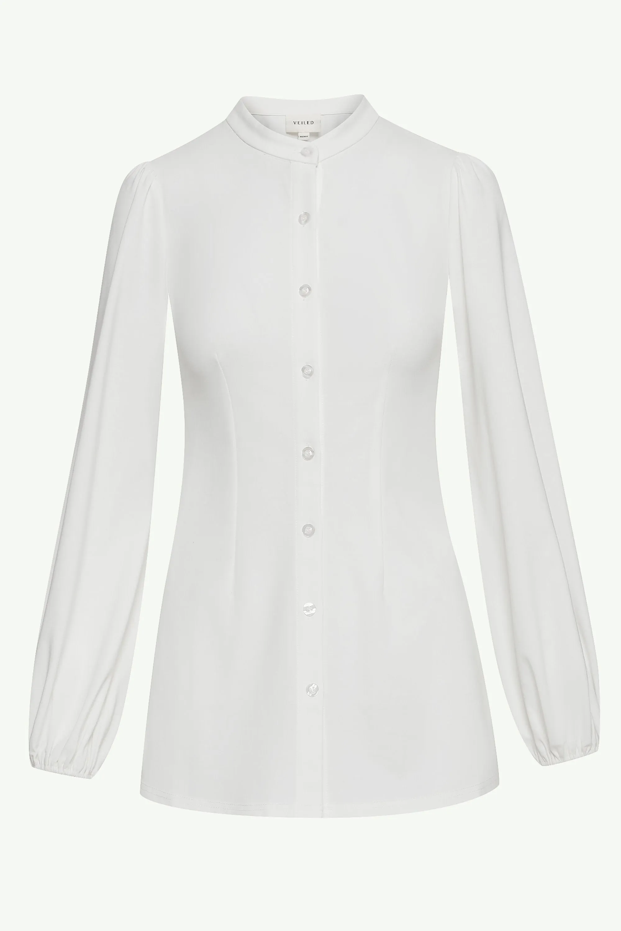 Rayana Jersey Button Down Top - White