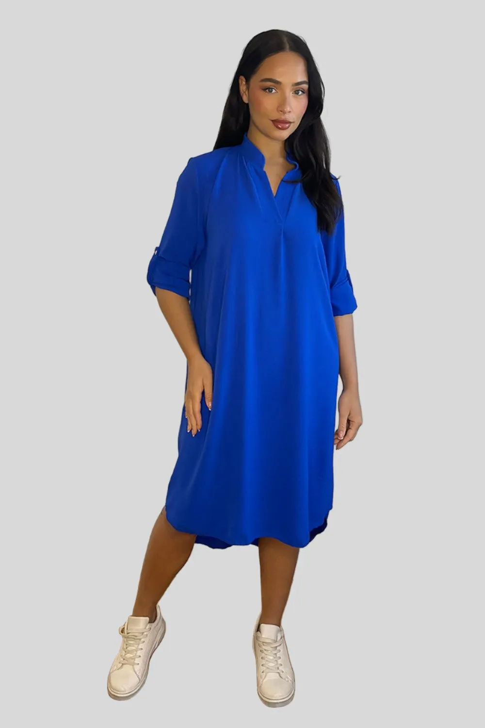 Rolled Up Sleeves Tunic Dress