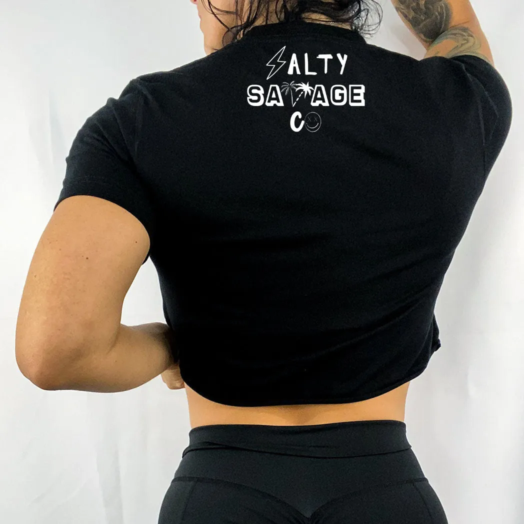 Salty Savage Ladies "DOWN BAD" Flowy Crop Tee