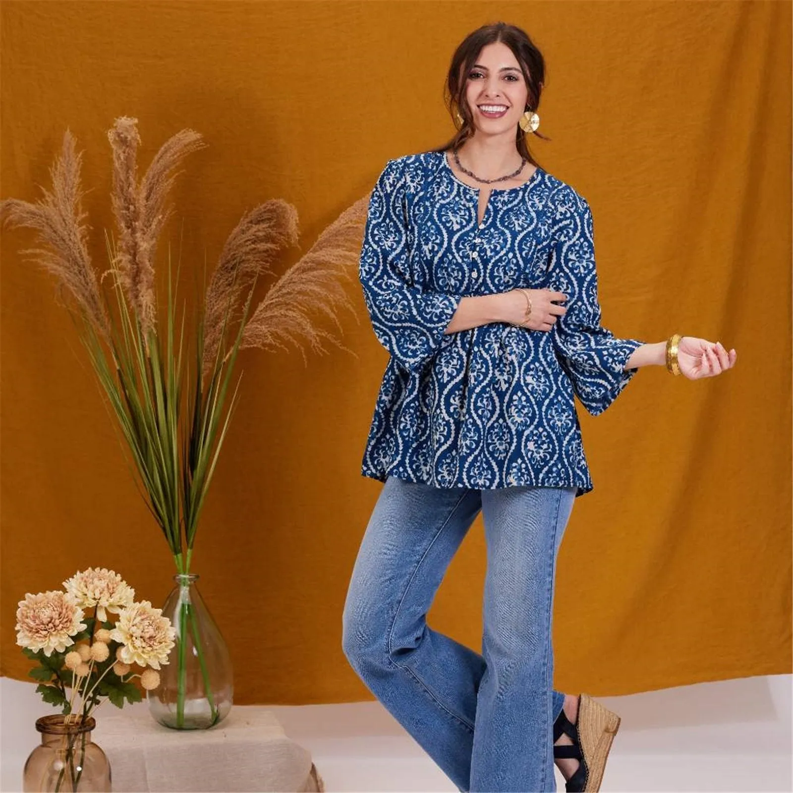 Sara Indigo Bohemian Tunic