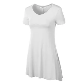 Short Sleeve Tunic Top WHITE