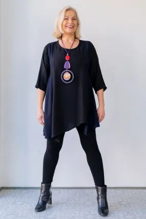 Stripe Tunic - Black w/ Purple Indigo