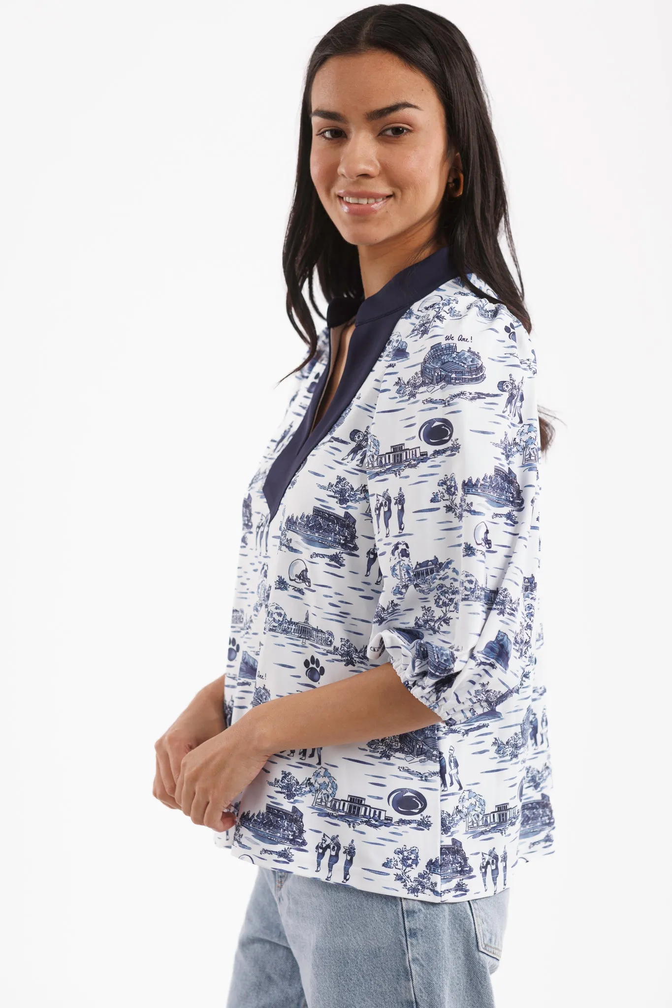 Tailgate Collection Eliza Top - Penn State Toile