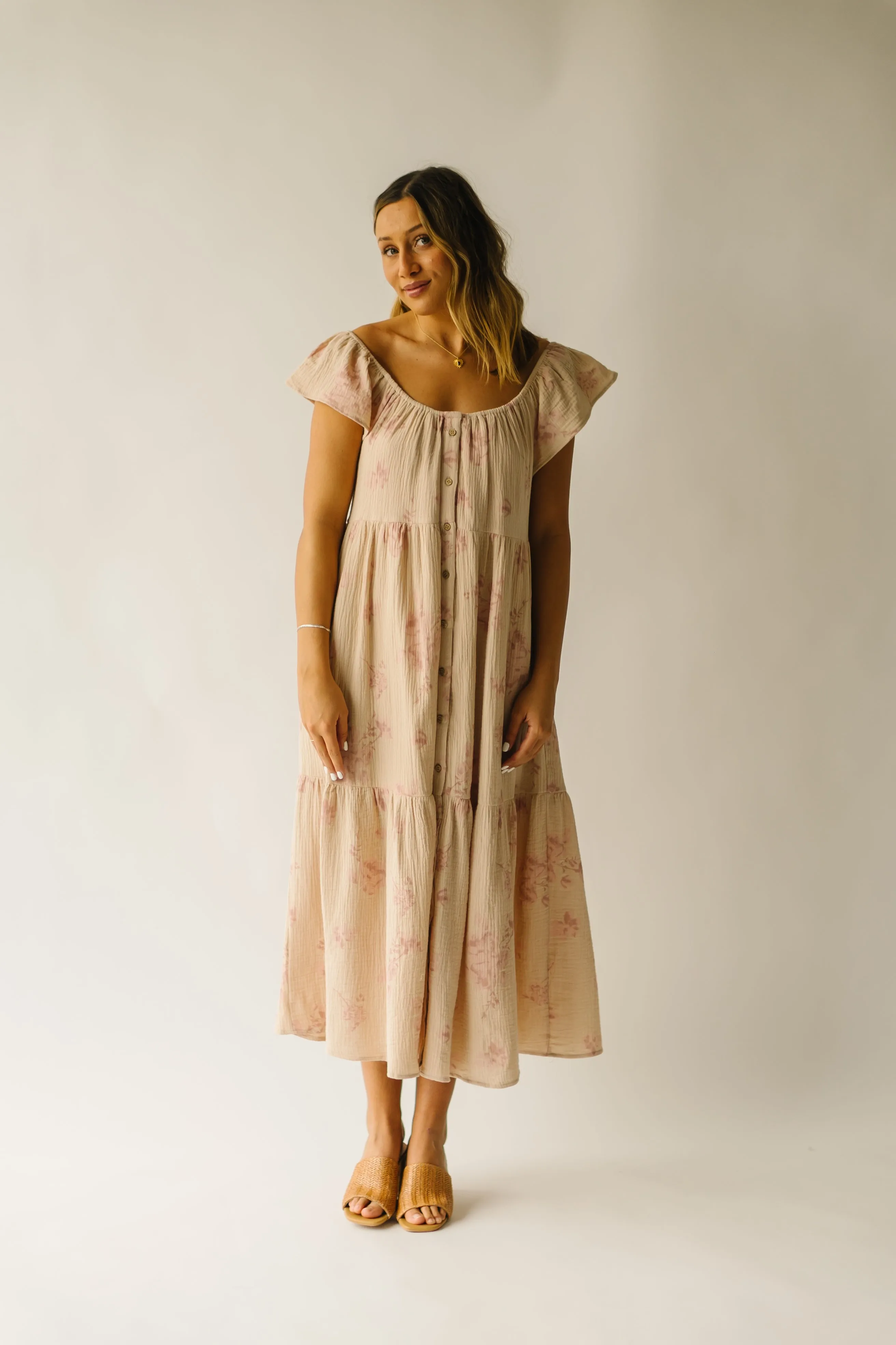 The Ferriday Button Down Midi Dress in Mauve