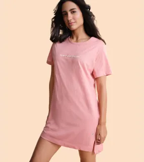 Tunic Tee – Solid | Short Sleeve Tunic Tee With Side Slit & Mindful Graphic