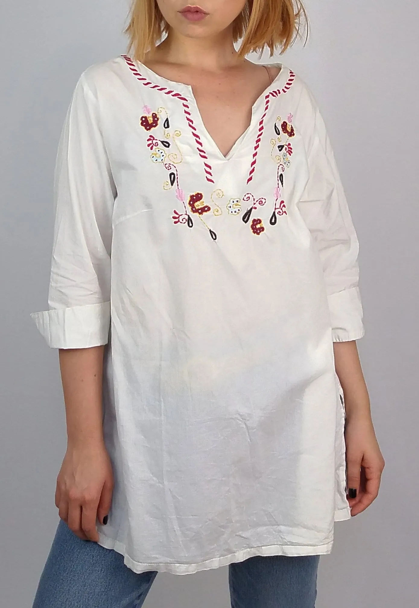 White Tunic Blouse Beach Top Kaftan