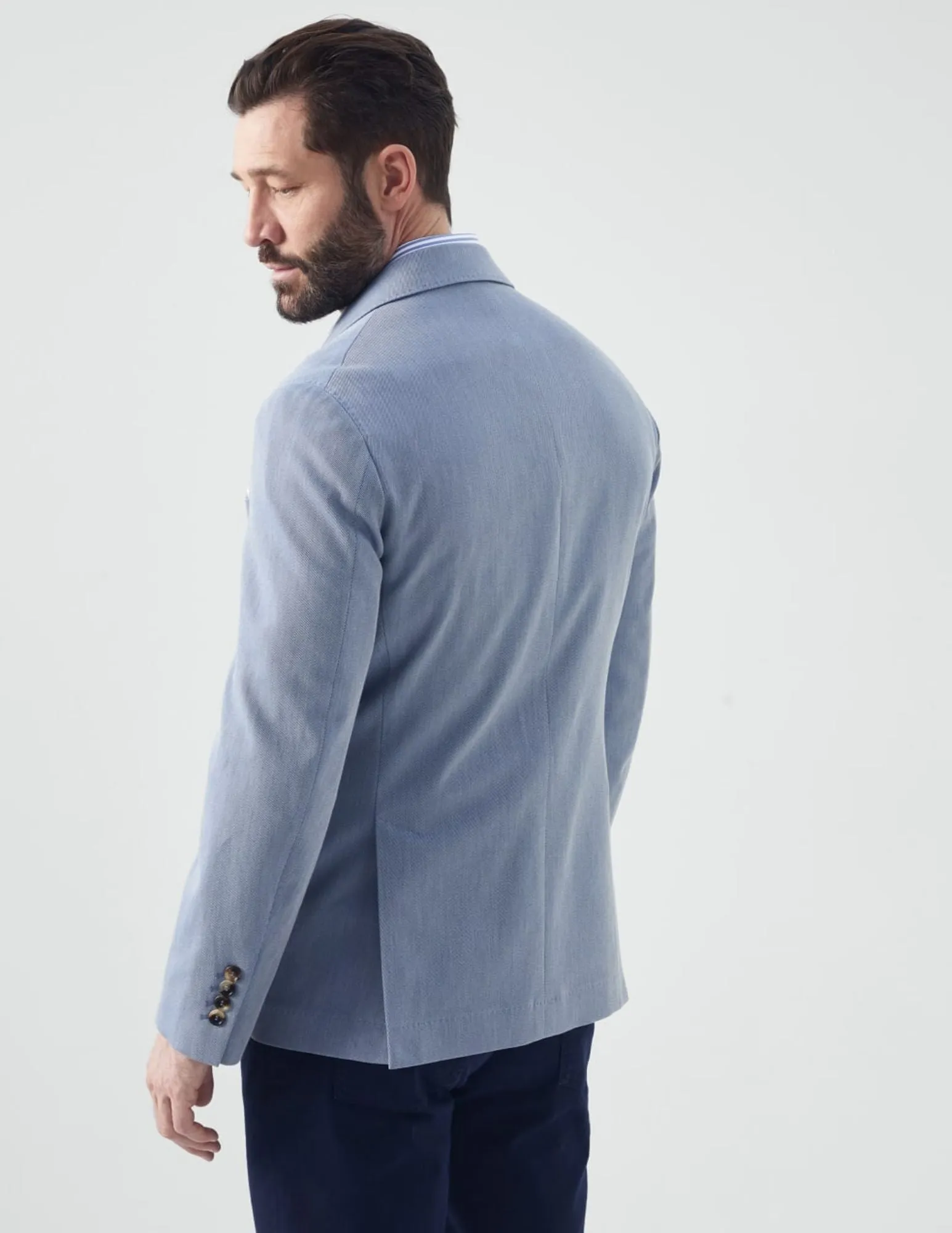 Wool Silk and Cotton Blazer | Blue