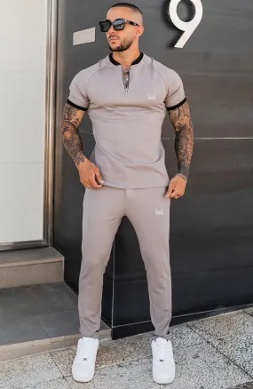 Zipper Henley Cotton Tracksuit - Icegrey